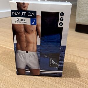 Nautica Men's Blue Cotton Woven Boxers - 3 Pack BRAND NEW UNOPENED size - M